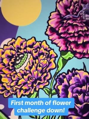 What in carnation?!  I’m drawing the flower that corresponds with each month - January complete!  #drawing #surrealart #colorful #illustration #flowers #flowerchallenge #drawingchallenge #drawdaily #arttok #fyp #weirdart 
