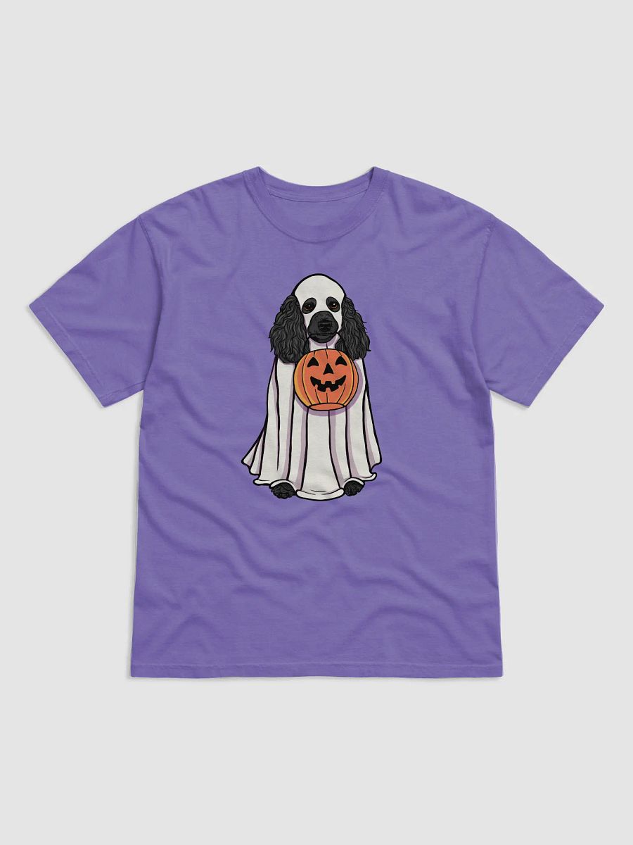 Funny Halloween Poodle(Black) T-Shirt | Funny Papillon Wearing a Ghost Costume and Holding a Pumpkin Basket product image (23)