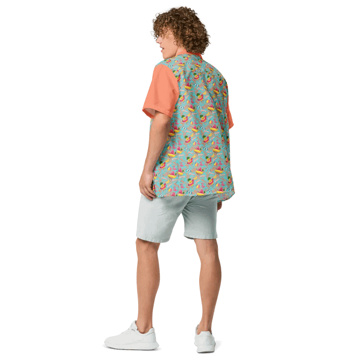 Funny Floaties Summer Hawaiian Men's Button Shirt product image (2)
