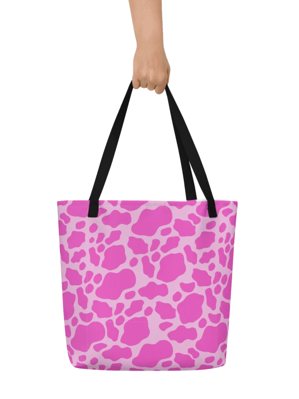 Cow Print Tote bag with Pocket - Pink product image (1)