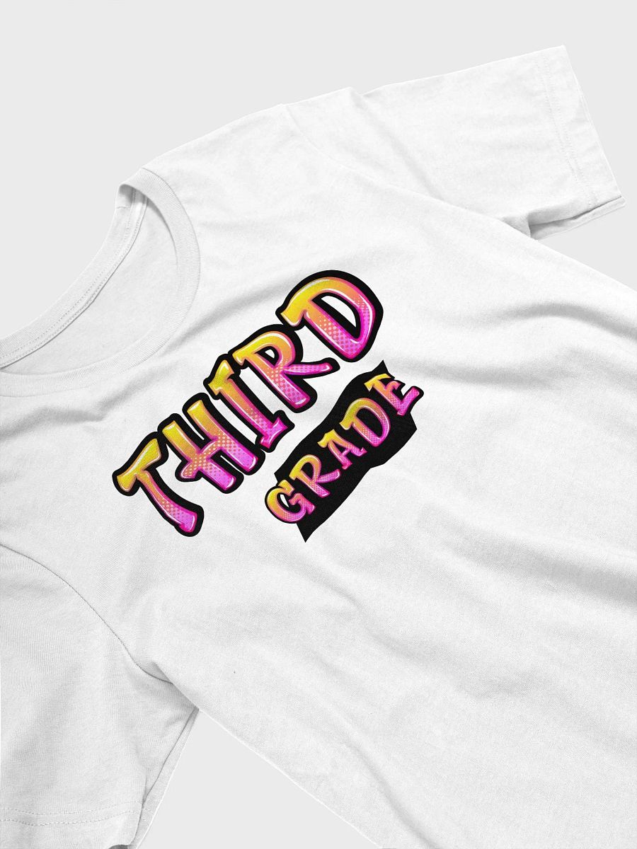 THIRD GRADE Teacher Shirt - Pink + Yellow Bold Letters product image (3)