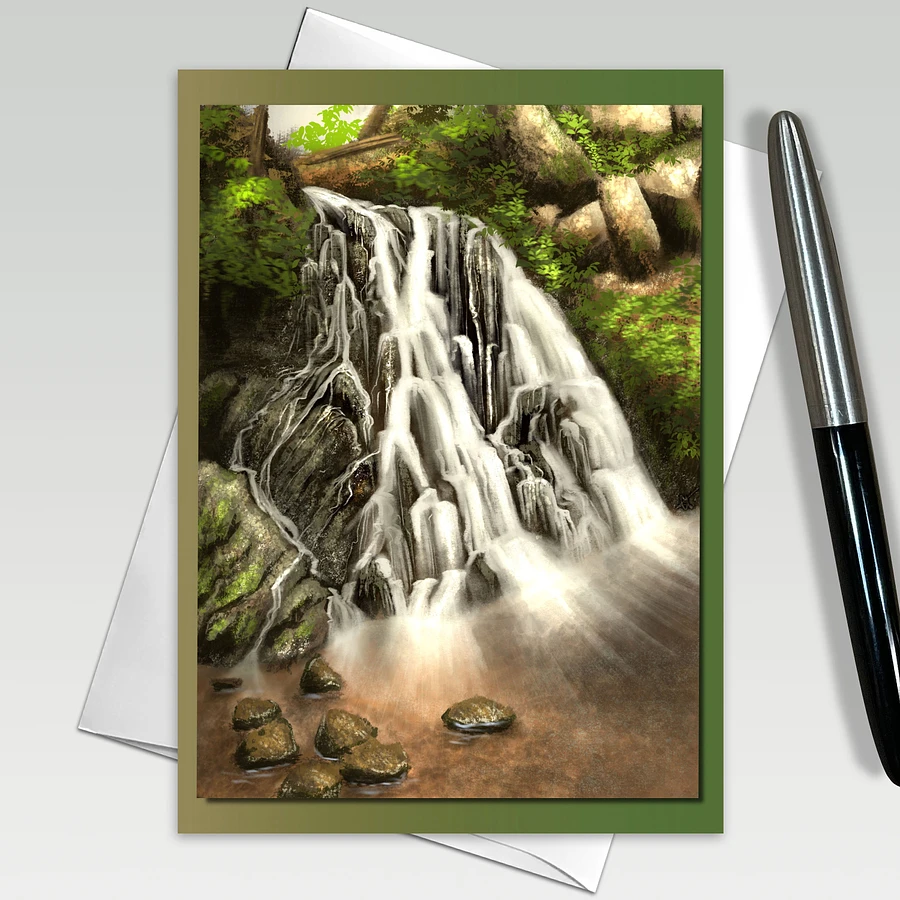 Illustrated Waterfalls Spotlights Greeting Cards, 5x7