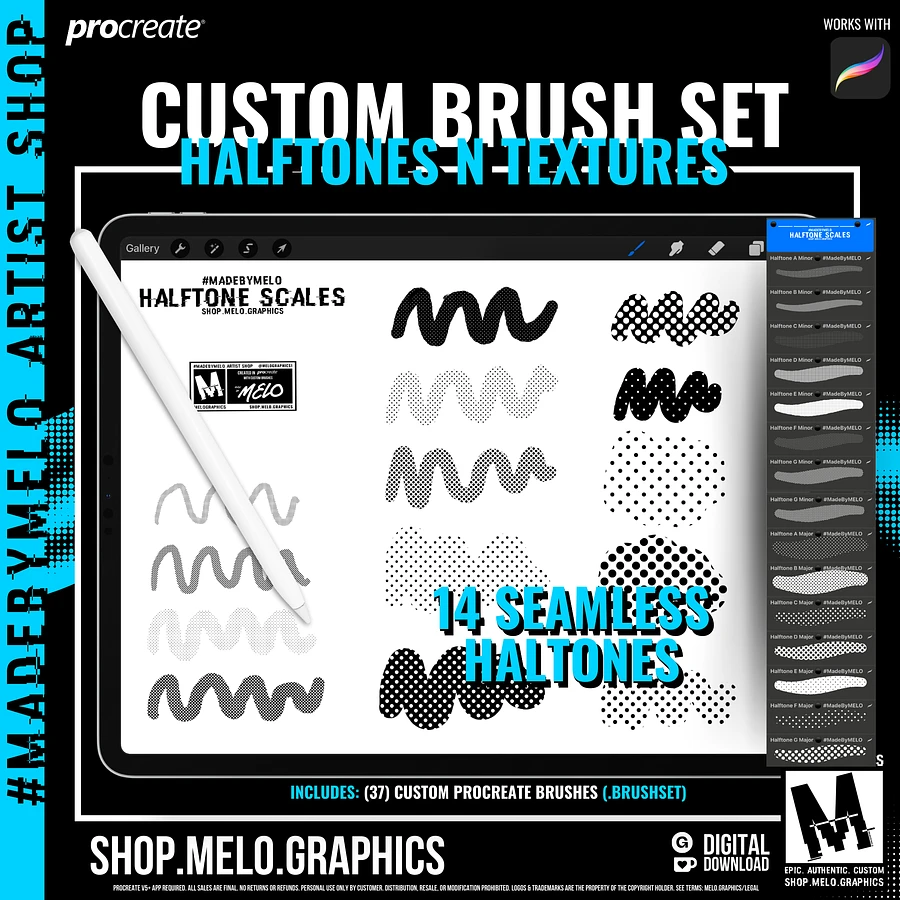 ⚫️ Halftones + Textures Procreate Brush Set | #MadeByMELO product image (4)