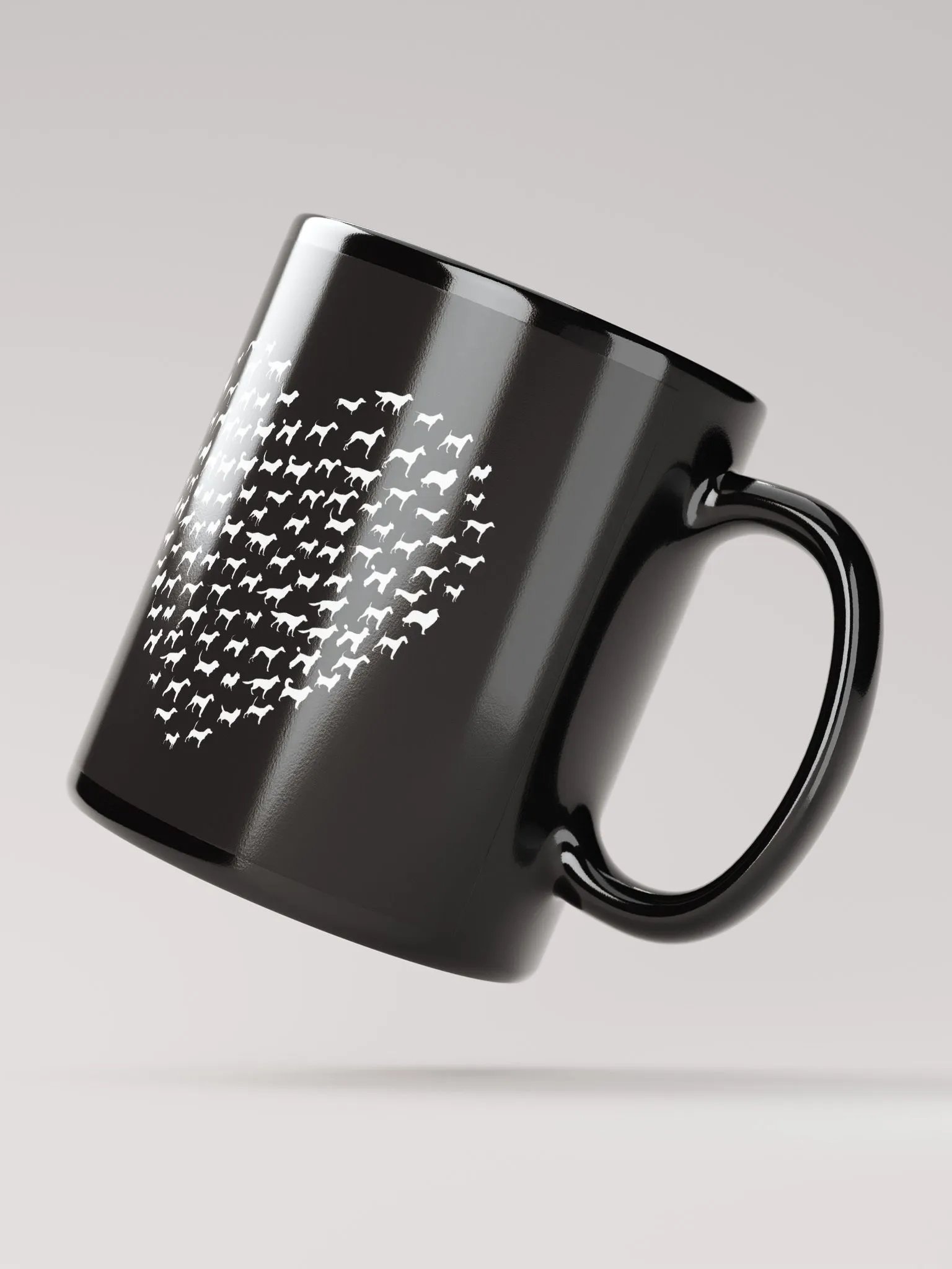 "heart made up of dogs" black glossy mug product image (3)