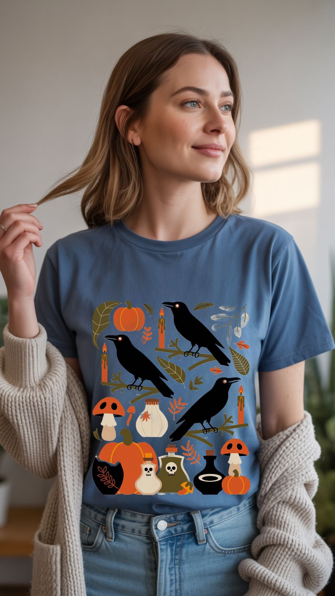 Boho Halloween T-Shirt | Autumn Boho Tee | Spooky Season Shirt | Gothic Boho T-Shirt | Gift for Halloween Lovers product image (2)