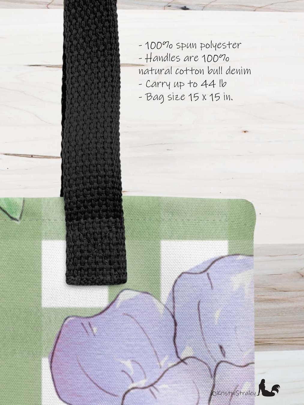 Gingham Blossoms - Lg Lavender Flowers on Green Gingham product image (3)