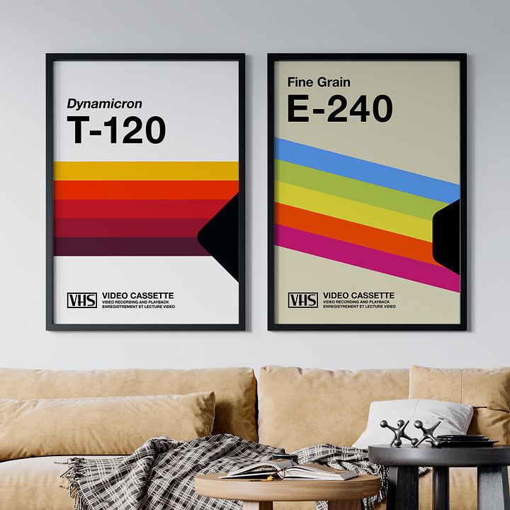 Retrowave poster: VHS cassette case T-120 [retrowave/vaporwave] — retrowave poster, aesthetic print, retrowave art, 80s wall decor product image (2)