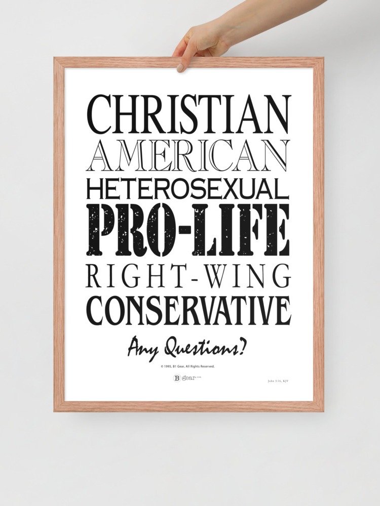 Patriotic Conservative Christian, Pro Life Right Wing Framed poster, Heterosexual American Pride Poster, Political Graphic Poster Print product image (6)