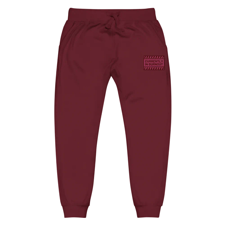 CURRENTLY IN BURNOUT (rose design) embroidered fleece joggers product image (8)