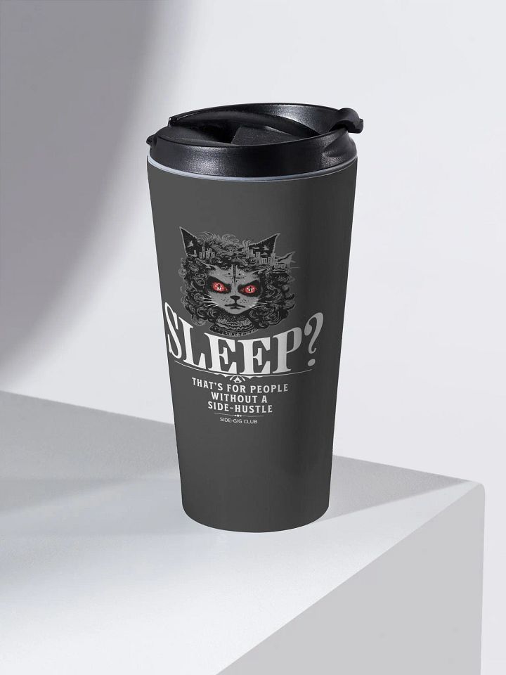 Sleepless Hustle: Intense Cat Eyes Stainless Steel Travel Mug product image (1)