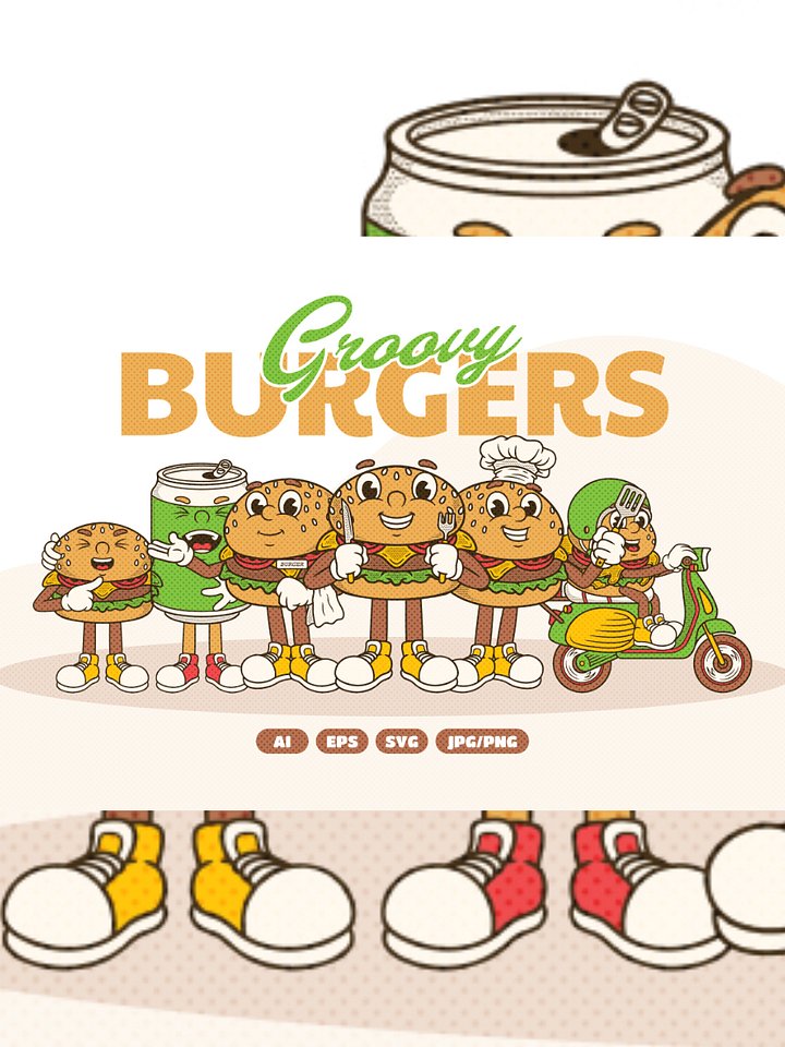 Retro Burger Groovy Illustration product image (1)