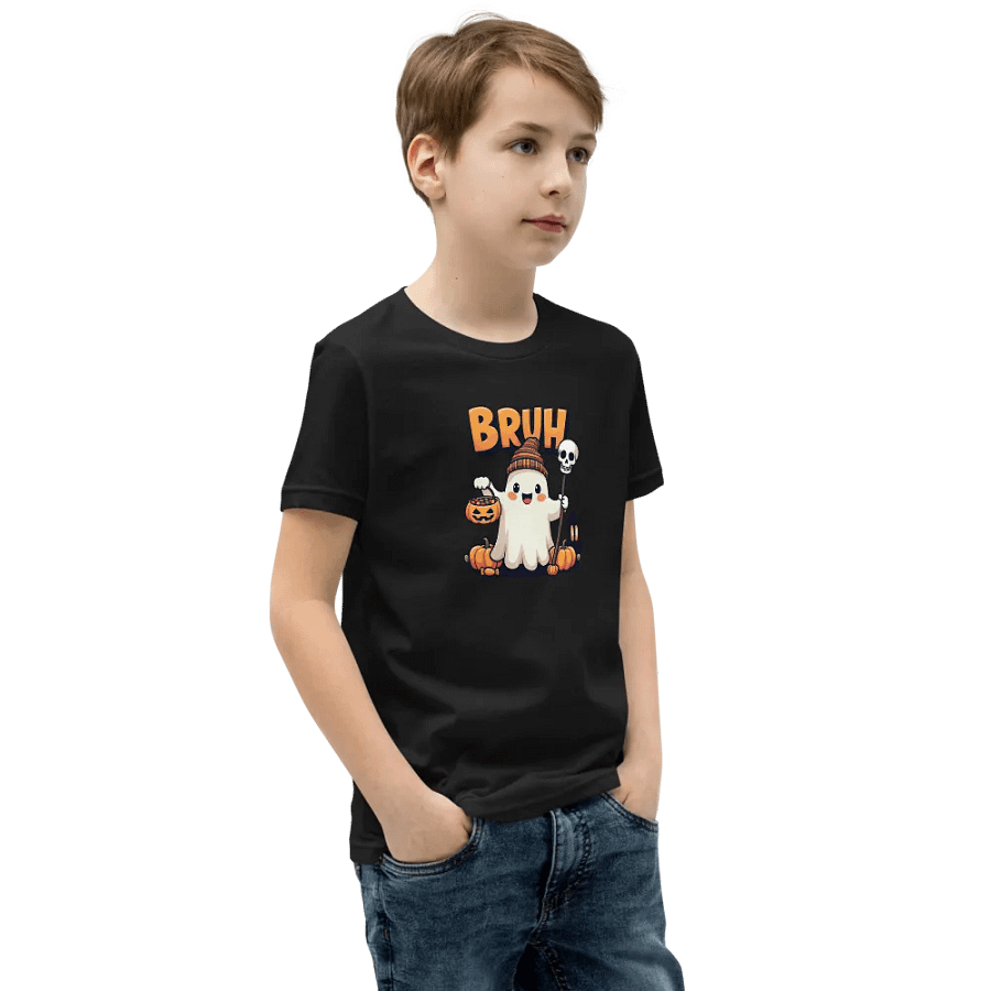 Spooky Ghost Bruh Halloween Youth T-Shirt product image (7)