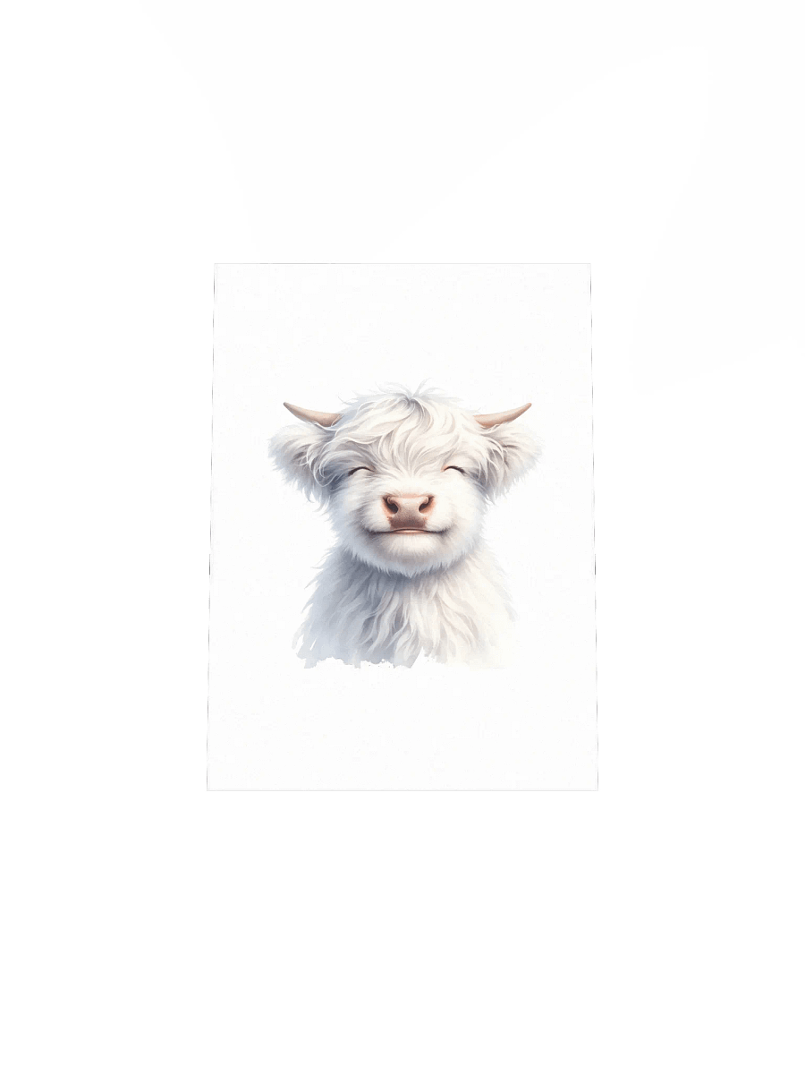 Happy White Highland Cow Nursery Print product image (3)