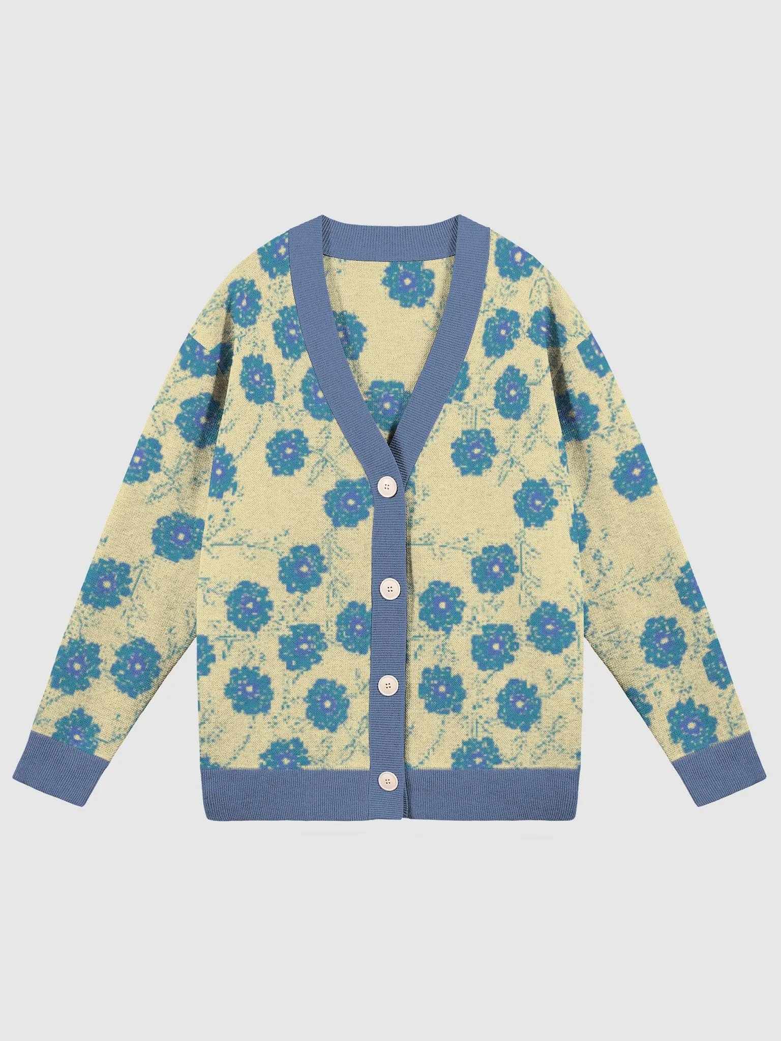 Blue Flowers on Yellow Cardigan product image (2)