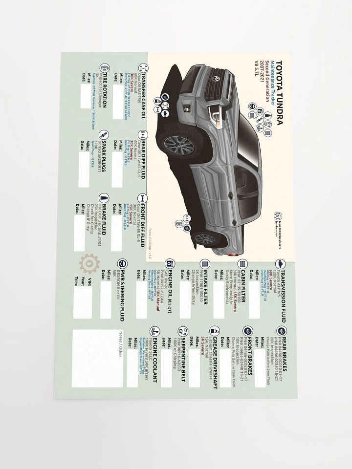 2nd Gen Tundra Maintenance Tracker - Silver / Cement product image (2)