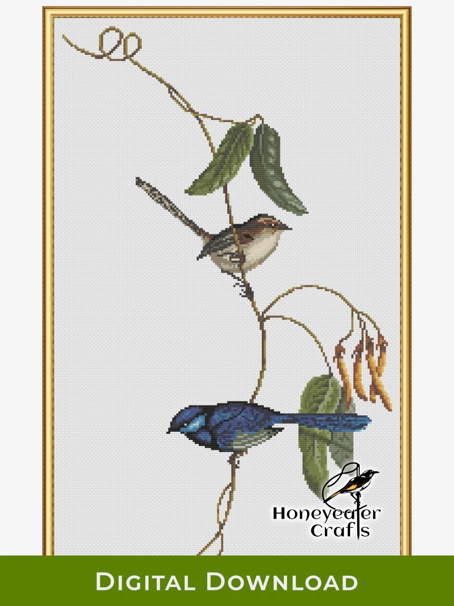 Banded Wrens: Bird Cross Stitch Pattern PDF product image (1)