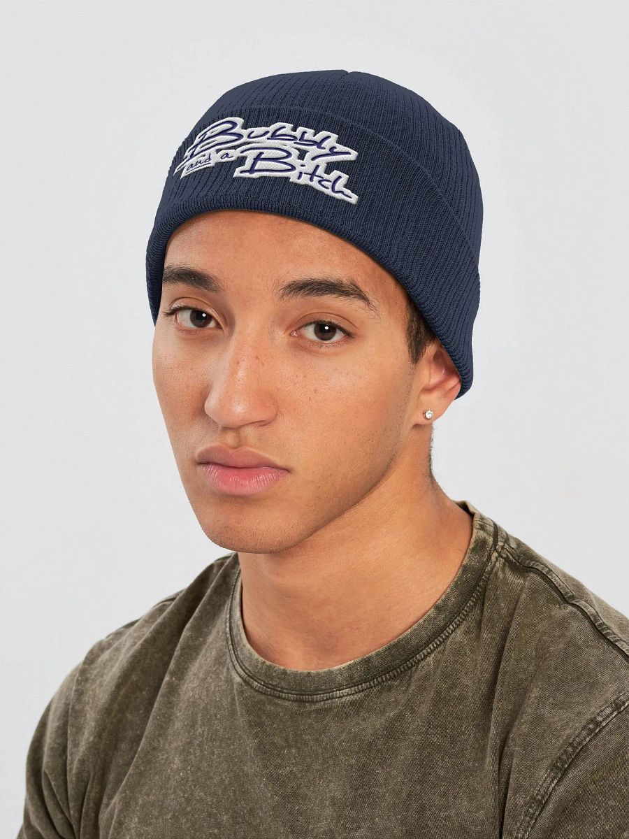 Bubbly and a B*tch (navy bubble design) embroidered organic beanie product image (13)