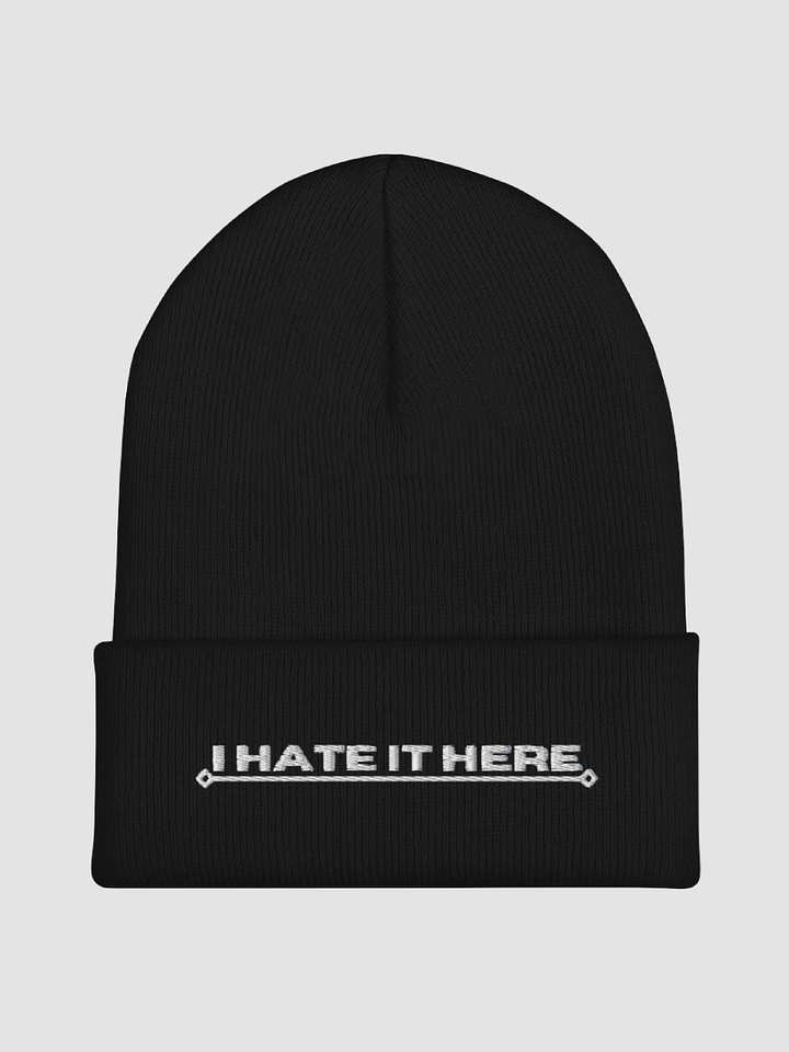 I Hate It Here Embroidered Beanie with white text product image (2)