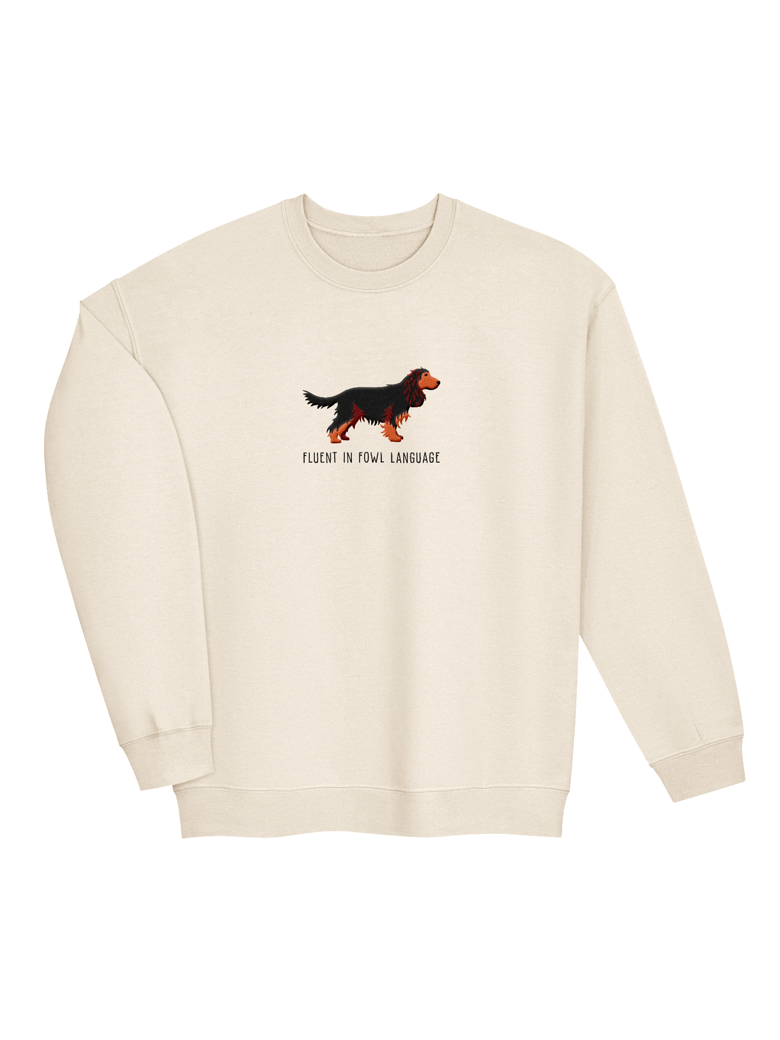 Fluent in Fowl Language Sweatshirt (Embroidered) of an English Cocker Spaniel(Black & Tan, Full Tail) product image (23)