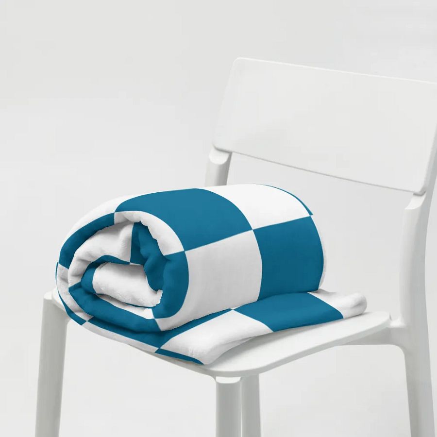 Squares White and Teal/Throw Blanket by Allcolor product image (9)