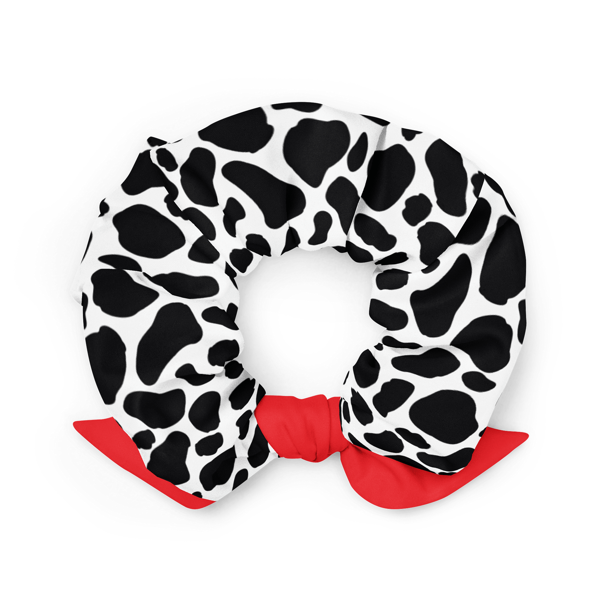 Dalmatian Spots Eco Scrunchie with Red Bow | Sustainable Hair Accessory product image (2)