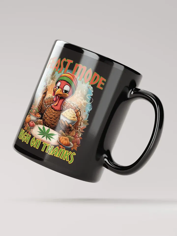 Funny Rasta Turkey Glossy Black Mug | Thanksgiving Weed Mug product image (3)