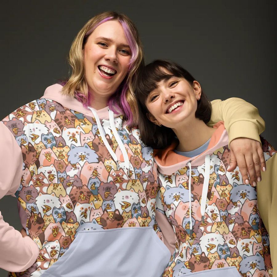 Whimsical Cat Pizza Party All-Over Hoodie product image (10)