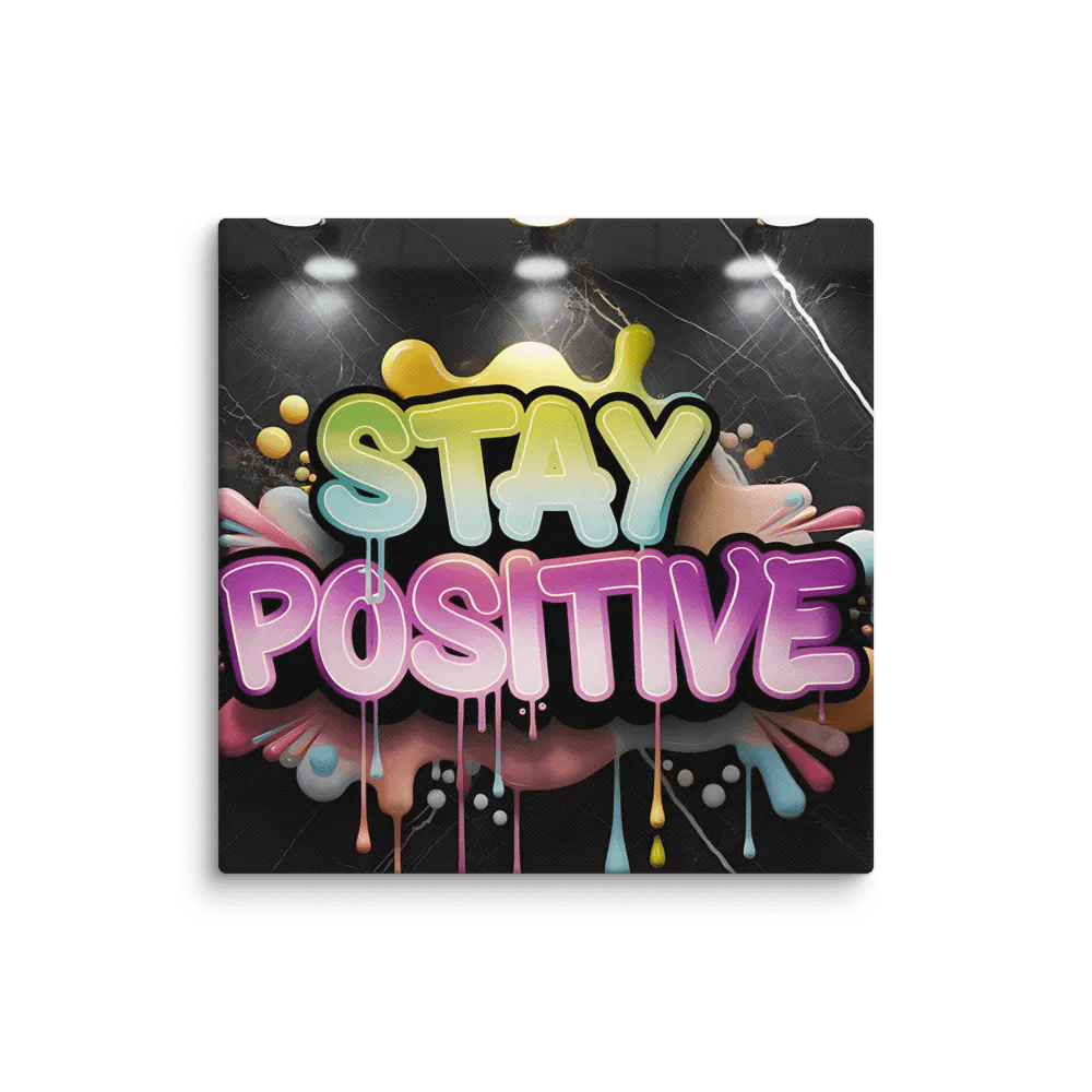Vibrant 3D Graffiti 'Stay Positive' Canvas Wall Art - Motivational Urban Street Art for Modern Interiors product image (1)