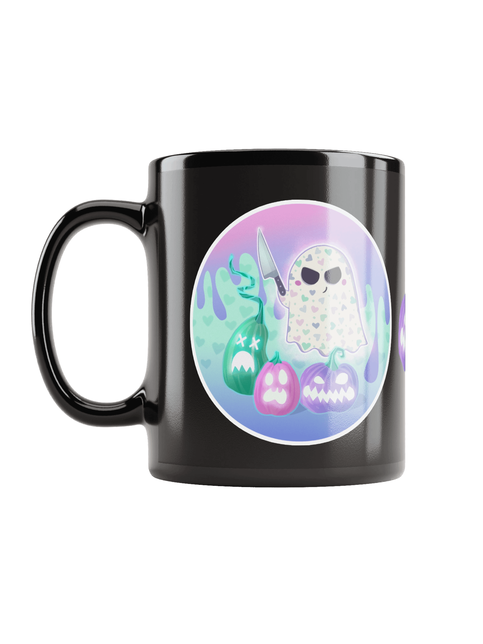 Pastel Little Ghost Pumpkin Carver - Black Ceramic Mug product image (7)