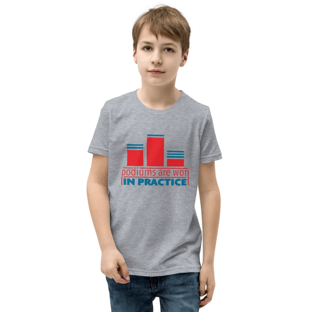 Podiums Are Won In Practice Kids Tee: Orange & Blue product image (2)