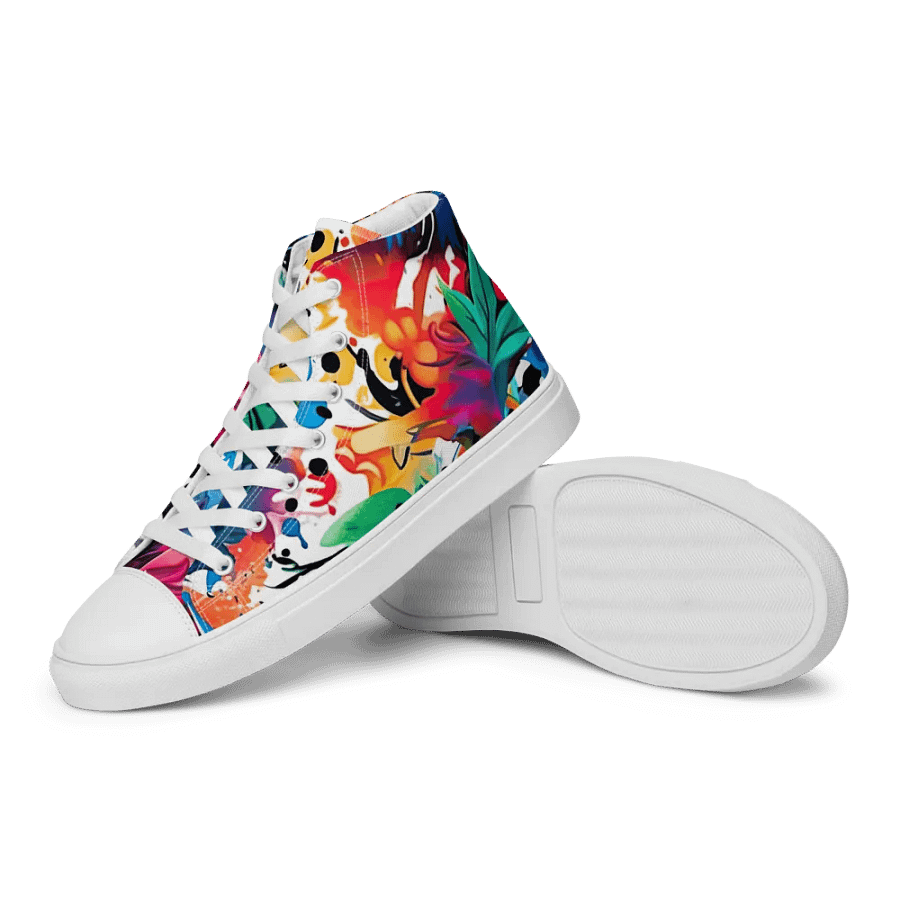 Floral Euphoria High Top Canvas Shoes _ Calceonova Streetwear _ Abstract Graffiti Tropical Explosion Design product image (12)