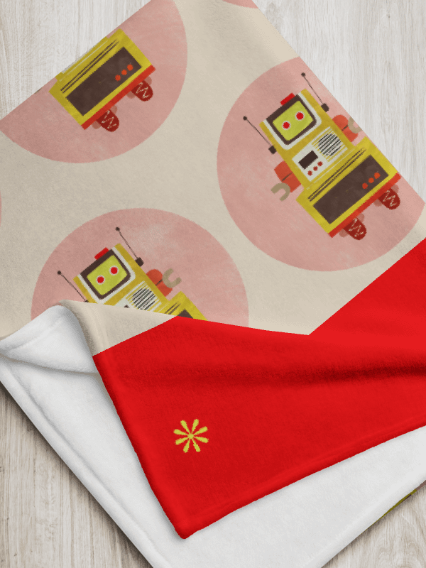 Atomic Robot Party - Blanket in Beige and Pink product image (1)