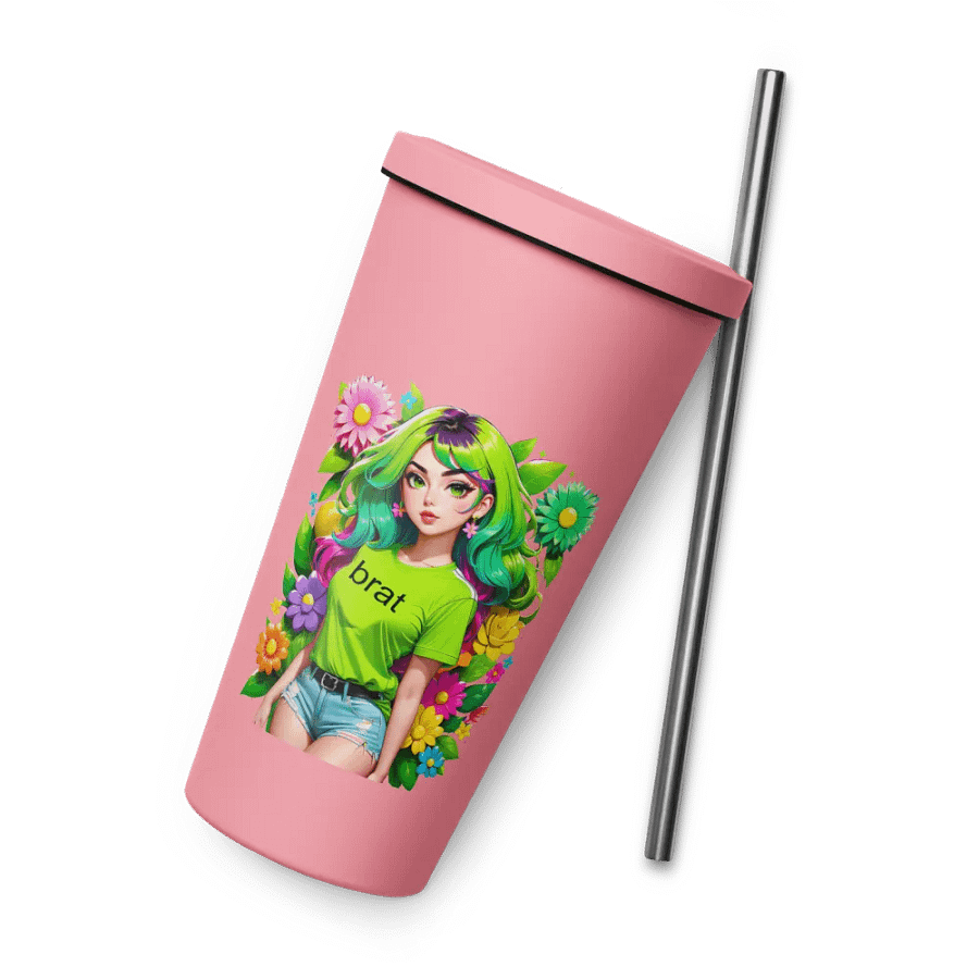 Brat 20 oz Tumbler Cup - Pink - Insulated Tumbler with a Straw v4 product image (8)