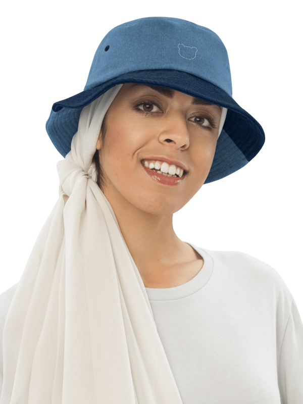 Outline Teddy Bear Embroidered Denim Fisherman Hat product image (10)