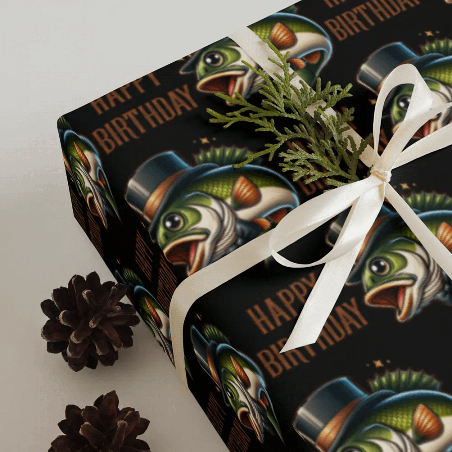 Wrapping Paper Sheets Happy Birthday With A Dapper Jumping Bass Gift Wrap Set product image (6)