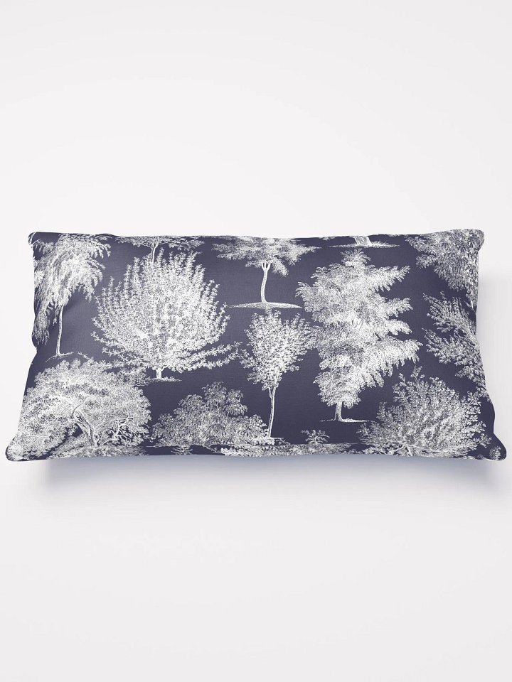 White on Black Woodland Trees Throw Pillow product image (2)