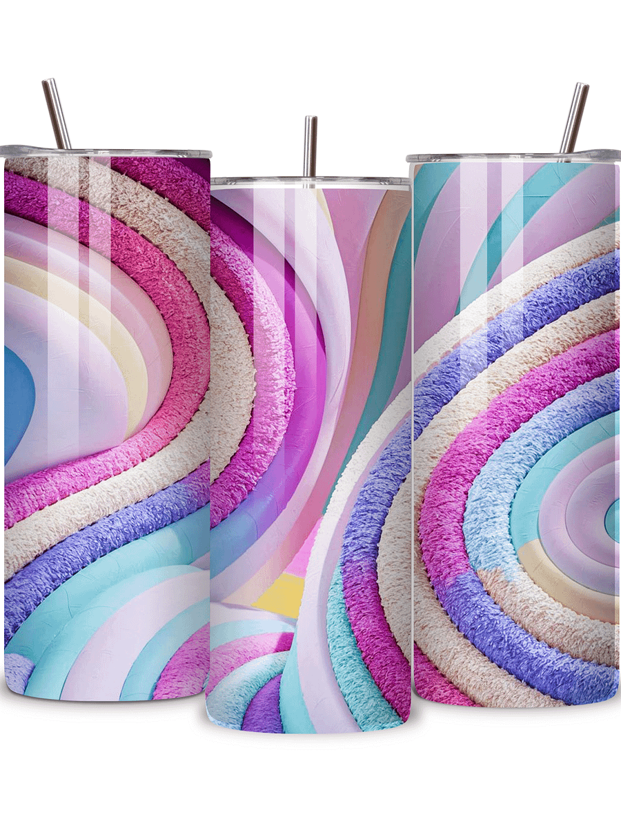 Pastel Swirl 20oz Skinny Tumbler with Metal Straw – Vibrant Abstract Rainbow Design – Double-Walled Insulated Stainless Steel Tumbler for Hot & Cold Drinks, Gift for Color Lovers product image (2)