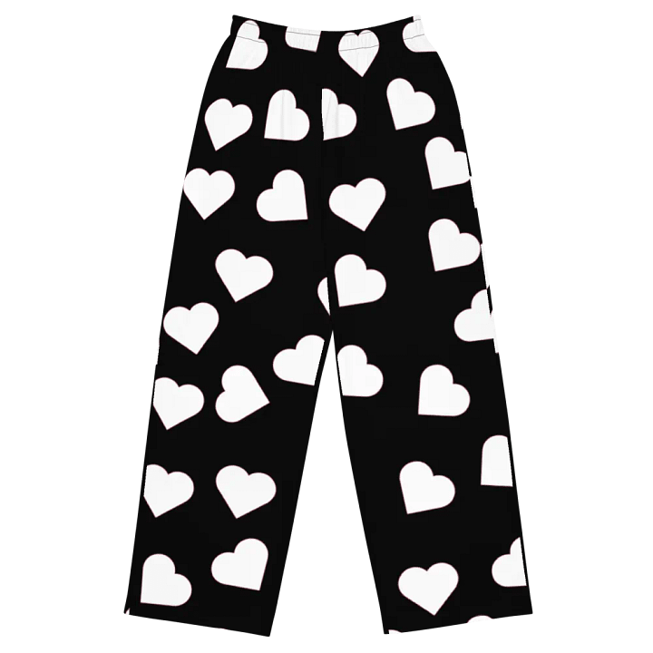 Love Pattern 5 Black and White Unisex Wide Leg Trousers product image (1)