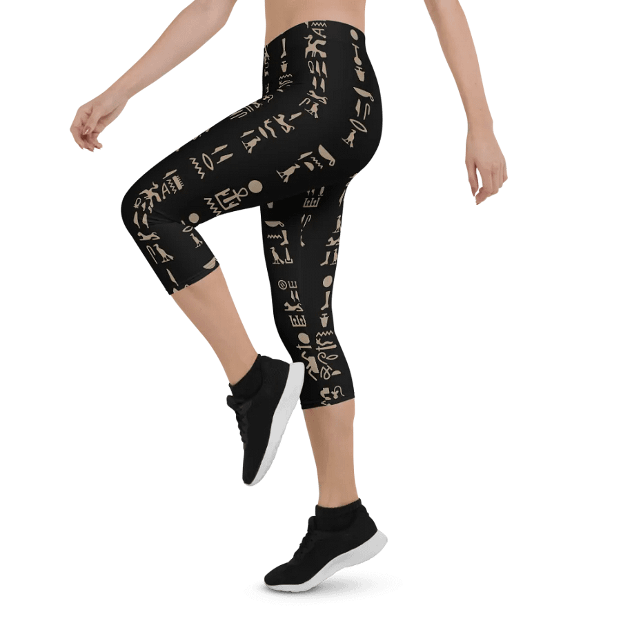 Isis Black Hieroglyphs All-Over Print Capri Leggings product image (3)