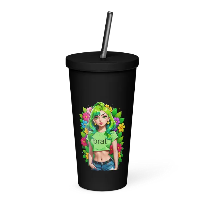 Brat 20 oz Tumbler Cup - Black - Insulated Tumbler with a Straw v2 product image (1)