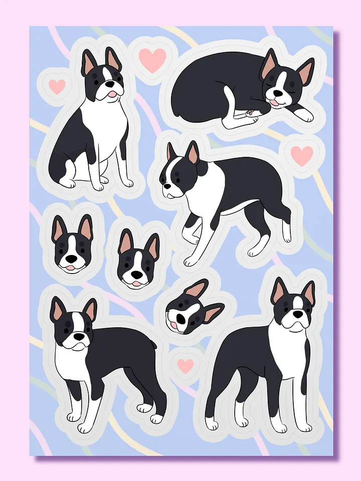 Boston Terrier Love Sticker Sheet product image (1)