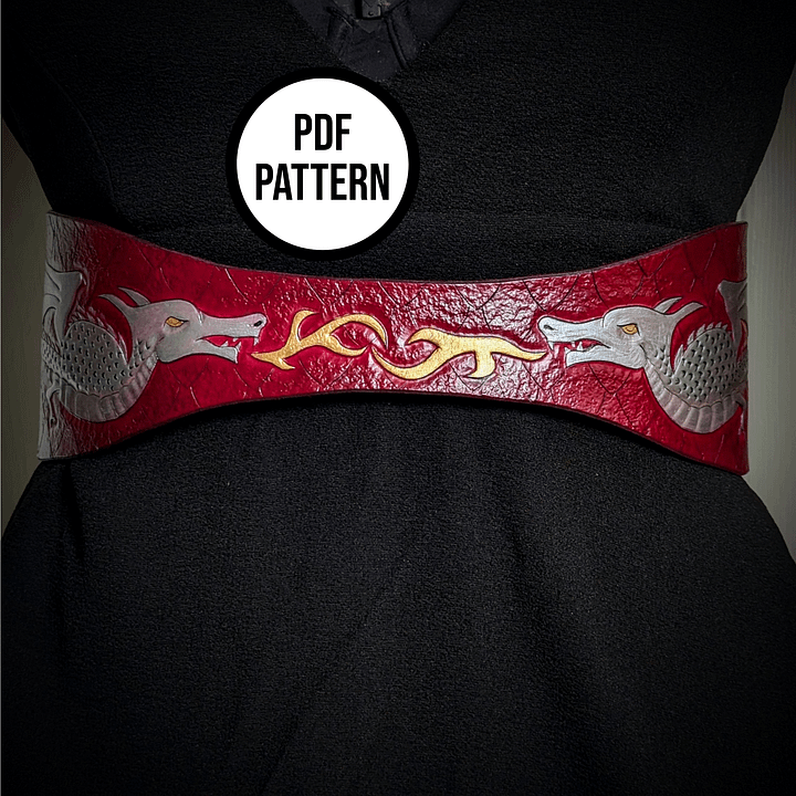 Leather Corset Belt with Dragons - PDF Pattern for Leatherwork product image (2)