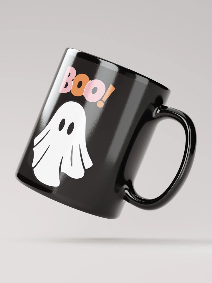 Minimalist Ghost Cartoon Black Glossy Mug product image (2)