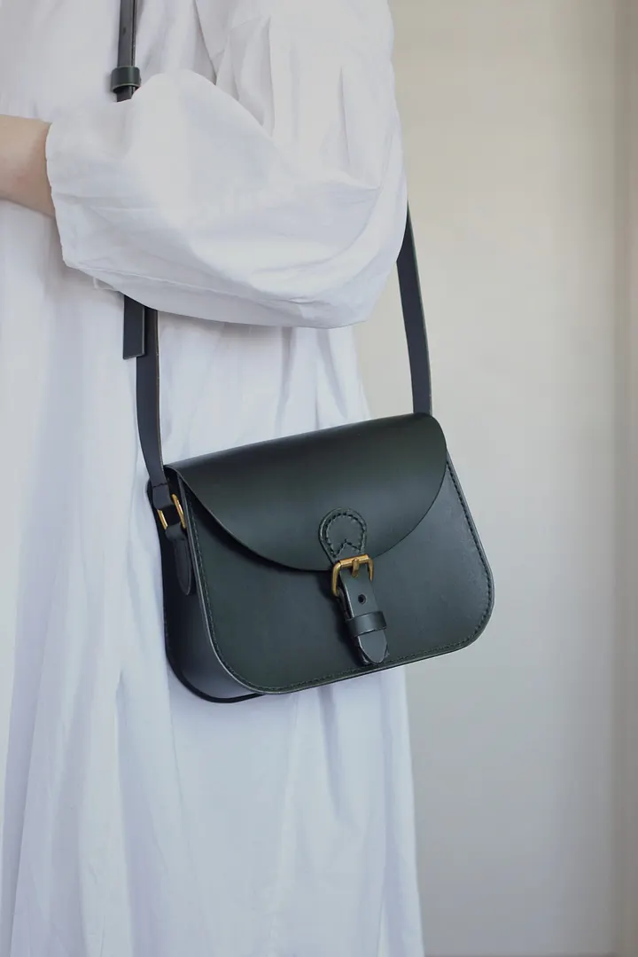 SPECIAL SALE - Dark Green Vegetable Tanned Leather Saddle Bag - Small product image (1)