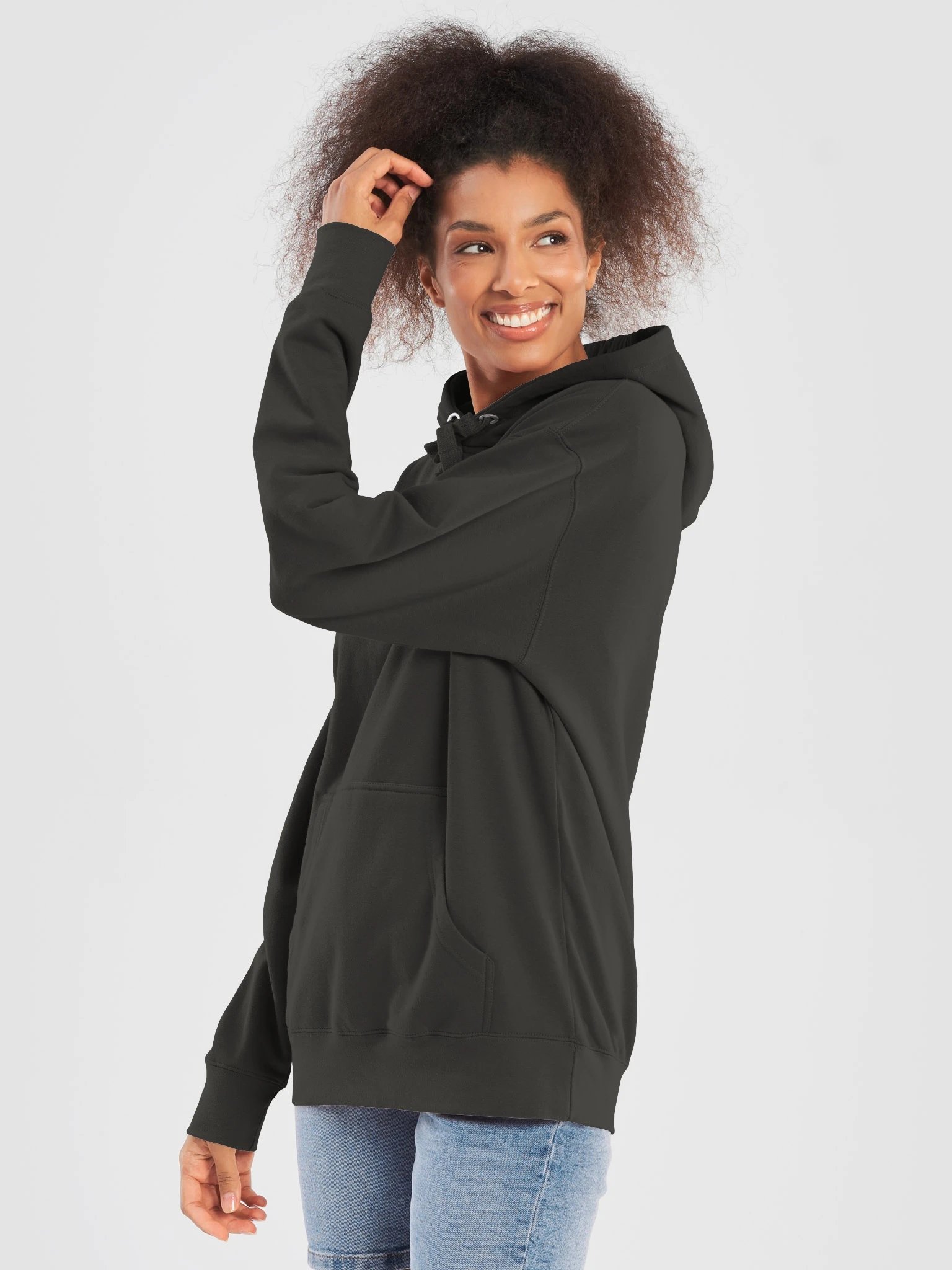 Plain Color Vintage Black Hoodie product image (2)