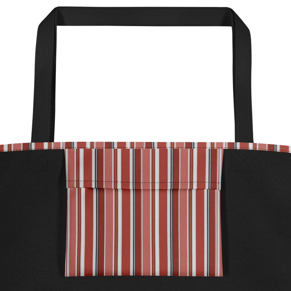 Vintage Christmas Stripes– All-Over Print Large Tote Bag with Pocket product image (3)