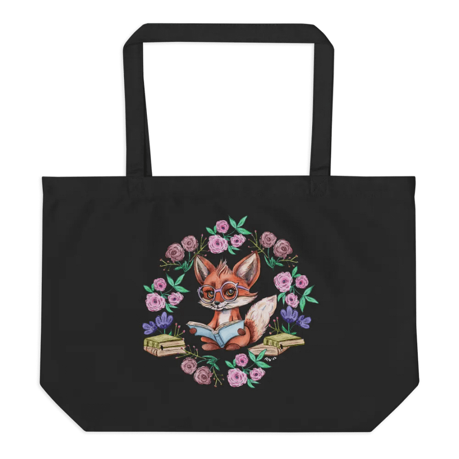 Book Smart Fox Black Tote product image (1)