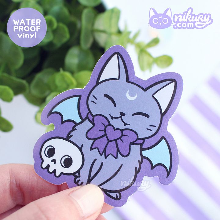 Black Meowgic | Bat Cat Vinyl Sticker product image (1)