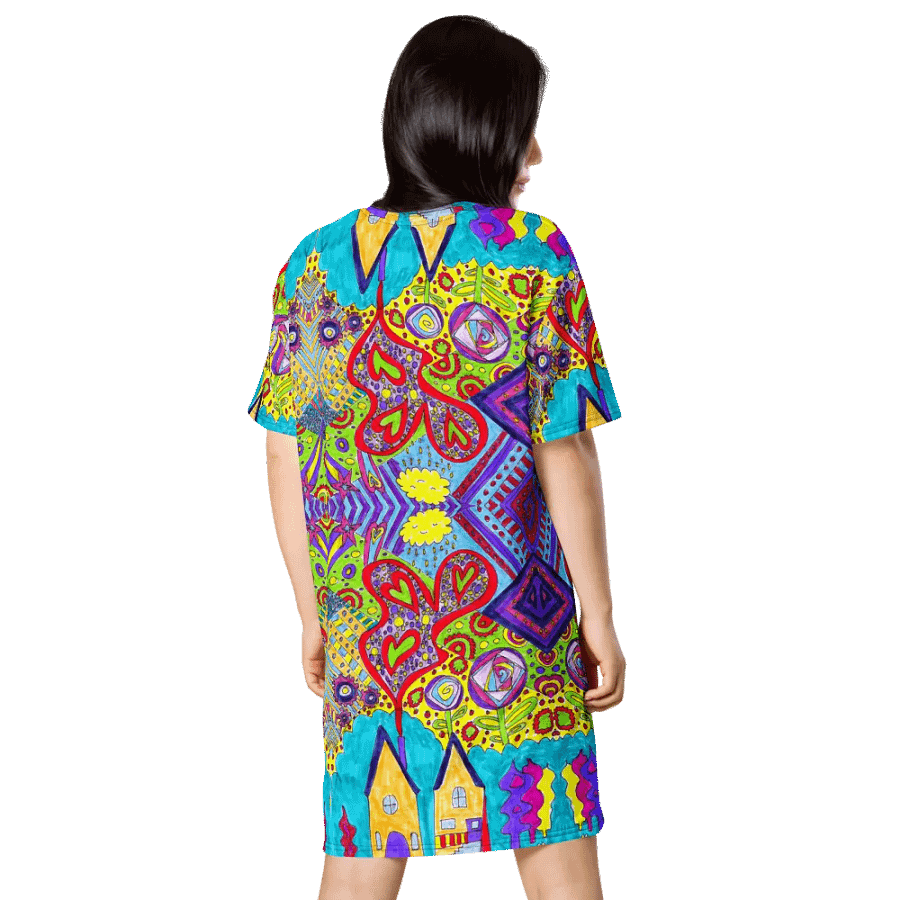 Abstract Doodle Happiness Ladies T Shirt Dress product image (5)