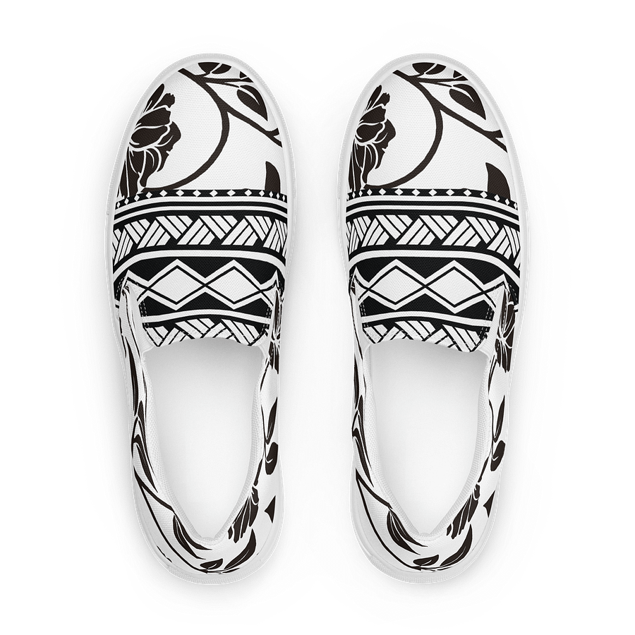 Hawaiian Style Geometric Floral Slip-On Canvas Shoes product image (1)